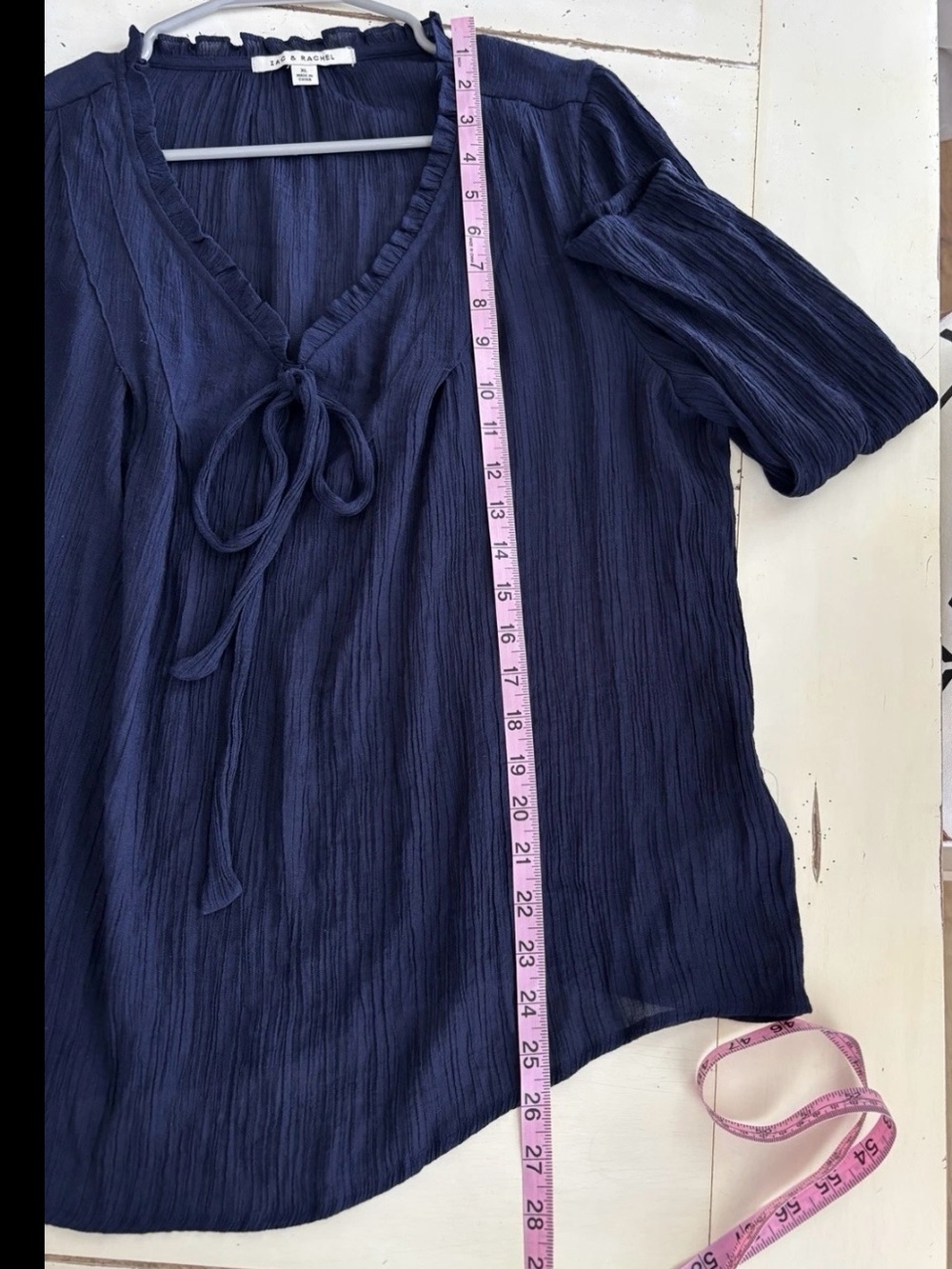 Zac & Rachel Gauzy Tunic Top Women’s XL Navy Blue Lightweight Coastal - Picture 4 of 7